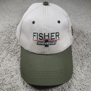 Fisher Chevrolet Headliner Baseball Golf Hat Cap Adjustable Strapback Tan Green